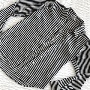 Black and White Striped Women's Top